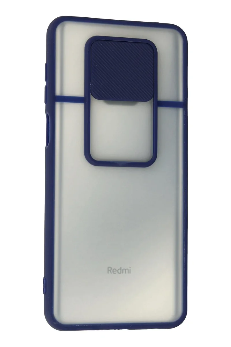 Newface Xiaomi Redmi Note 9 Pro Kılıf Palm Buzlu Kamera Sürgülü Silikon - Lacivert
