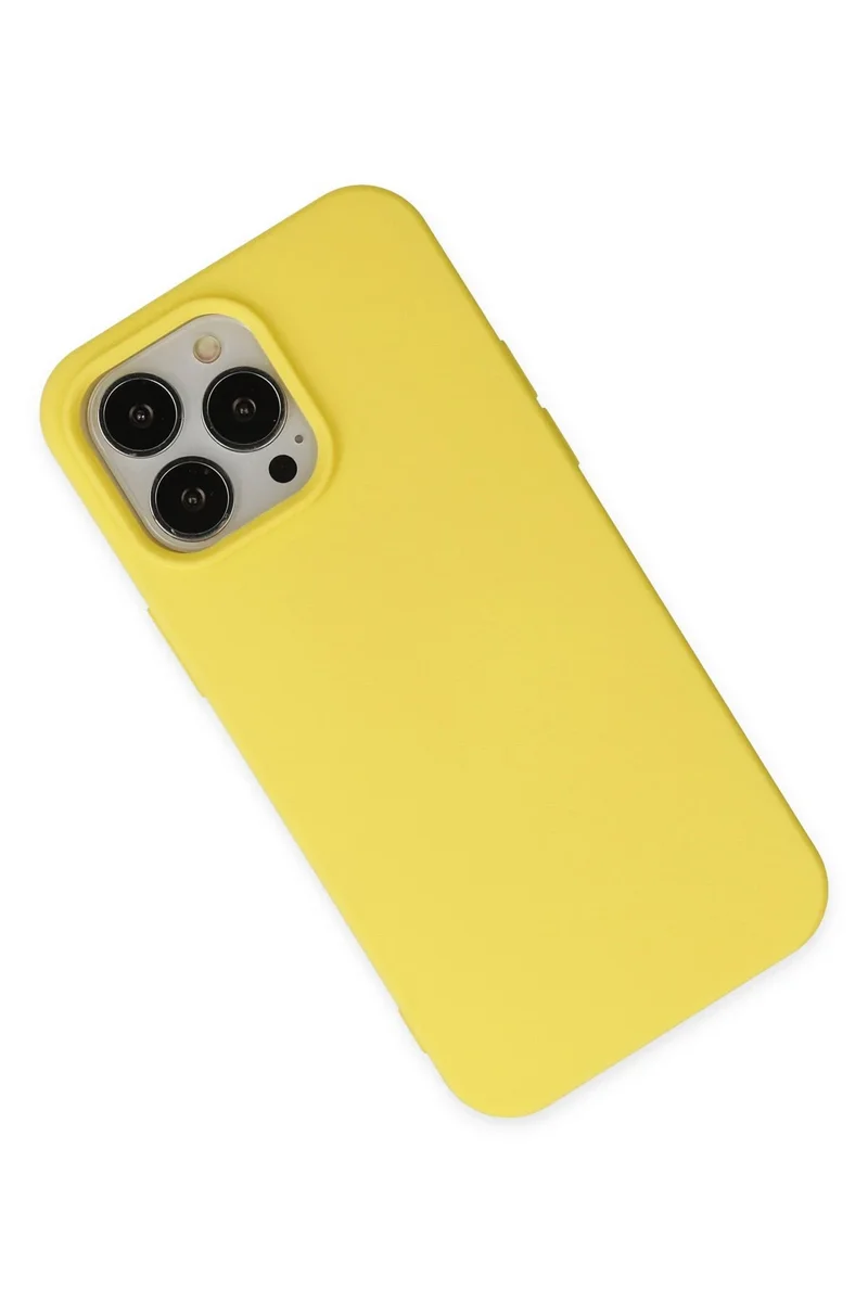 Newface iPhone 15 Pro Kılıf Nano içi Kadife Silikon - Sarı