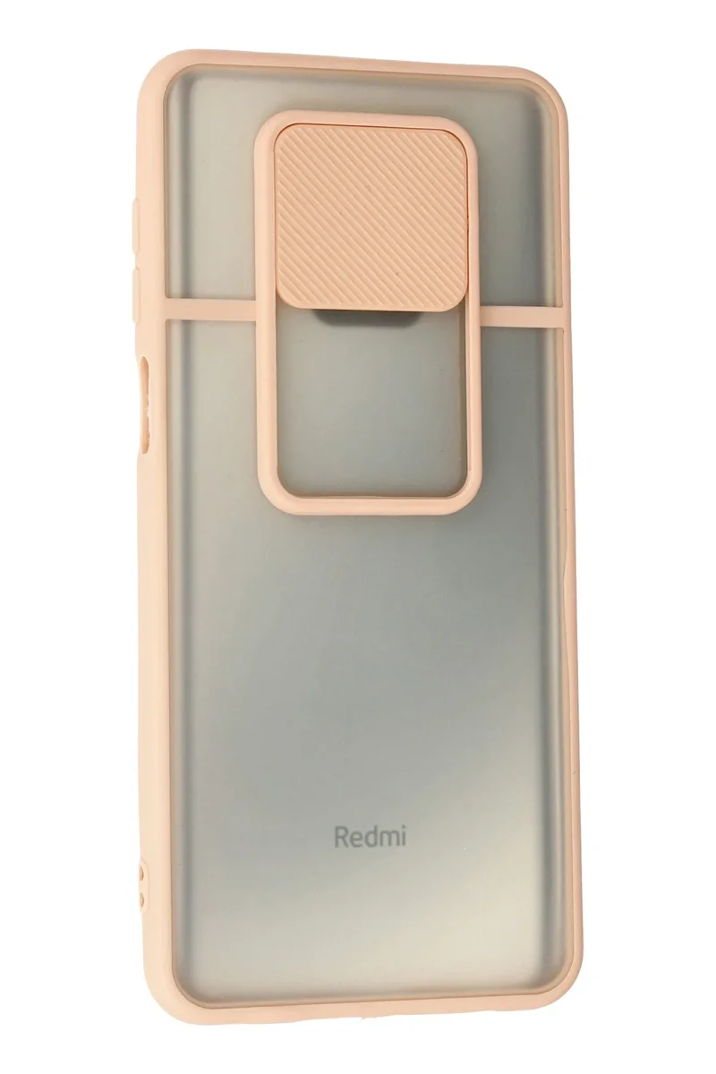 Newface Xiaomi Redmi Note 9 Pro Kılıf Palm Buzlu Kamera Sürgülü Silikon - Pembe
