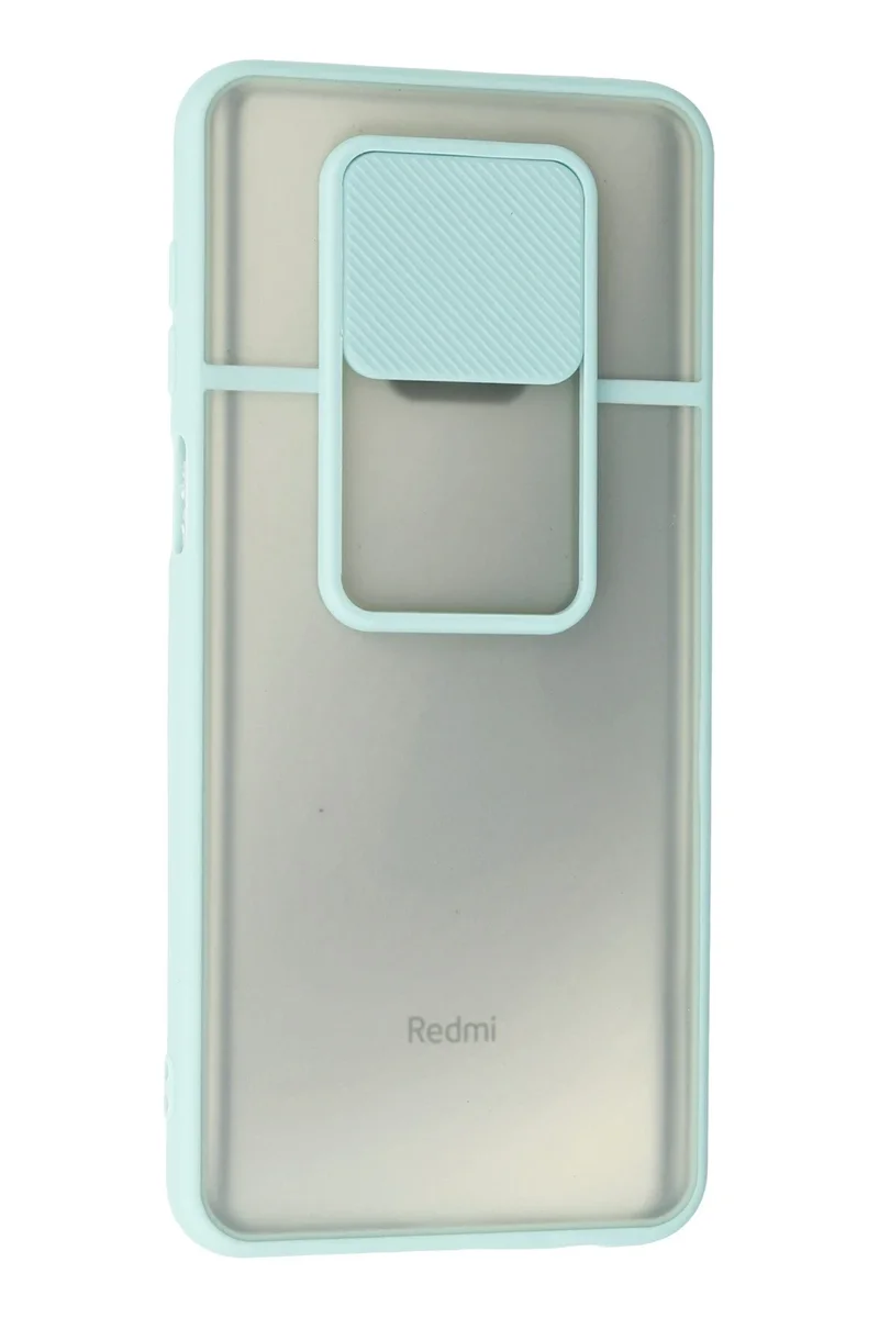 Newface Xiaomi Redmi Note 9 Pro Kılıf Palm Buzlu Kamera Sürgülü Silikon - Turkuaz