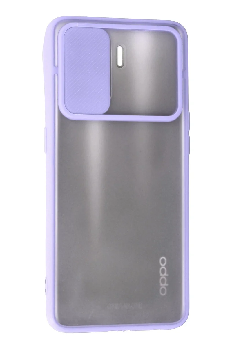 Newface Oppo Reno 5 Lite Kılıf Palm Buzlu Kamera Sürgülü Silikon - Lila