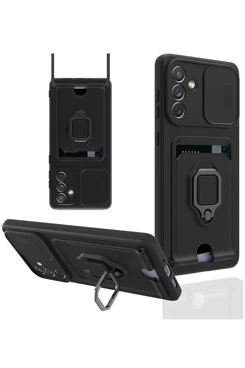 Newface Samsung Galaxy A04S Kılıf Zuma Kartvizitli Yüzüklü Silikon - Siyah