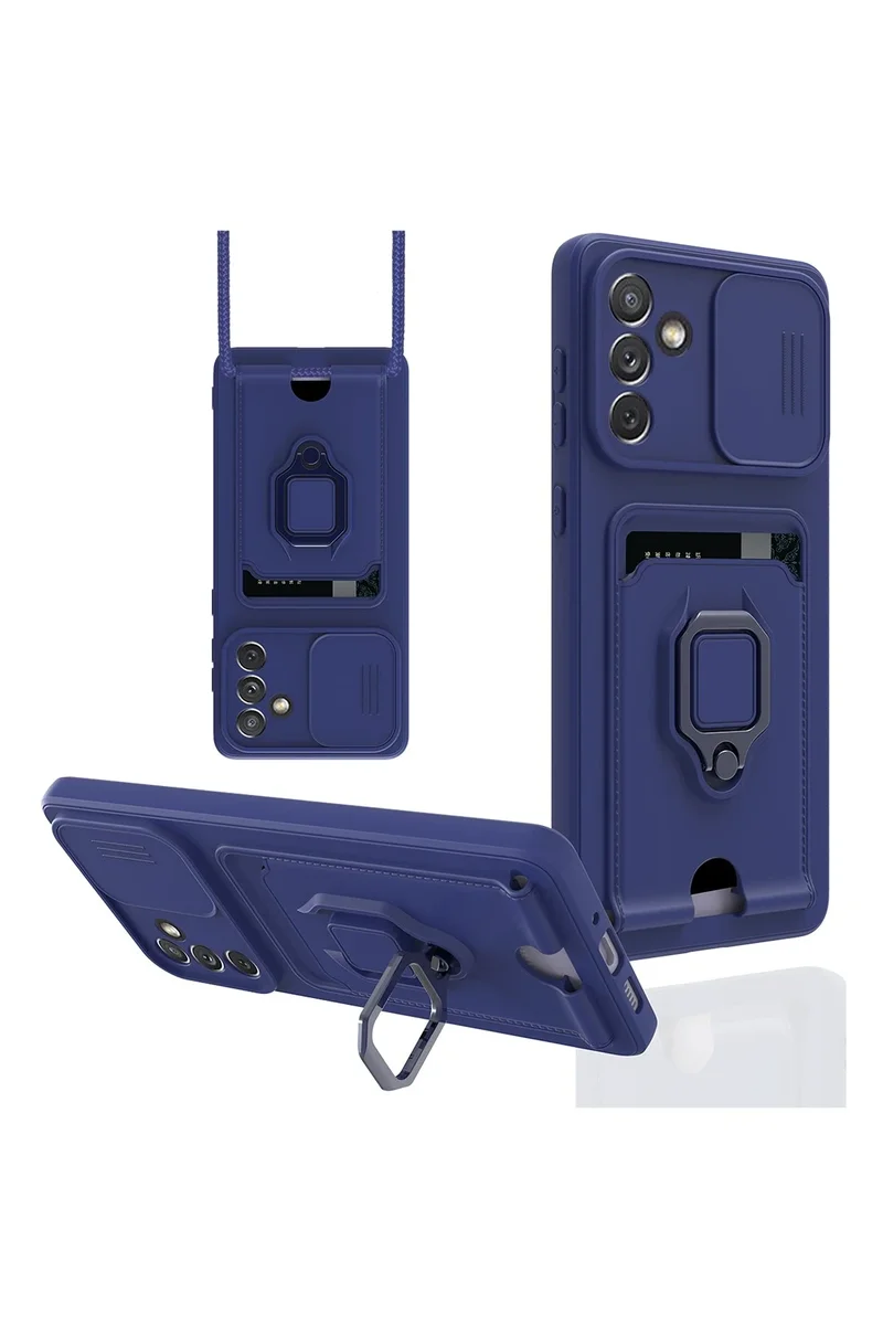 Newface Samsung Galaxy A04S Kılıf Zuma Kartvizitli Yüzüklü Silikon - Lacivert