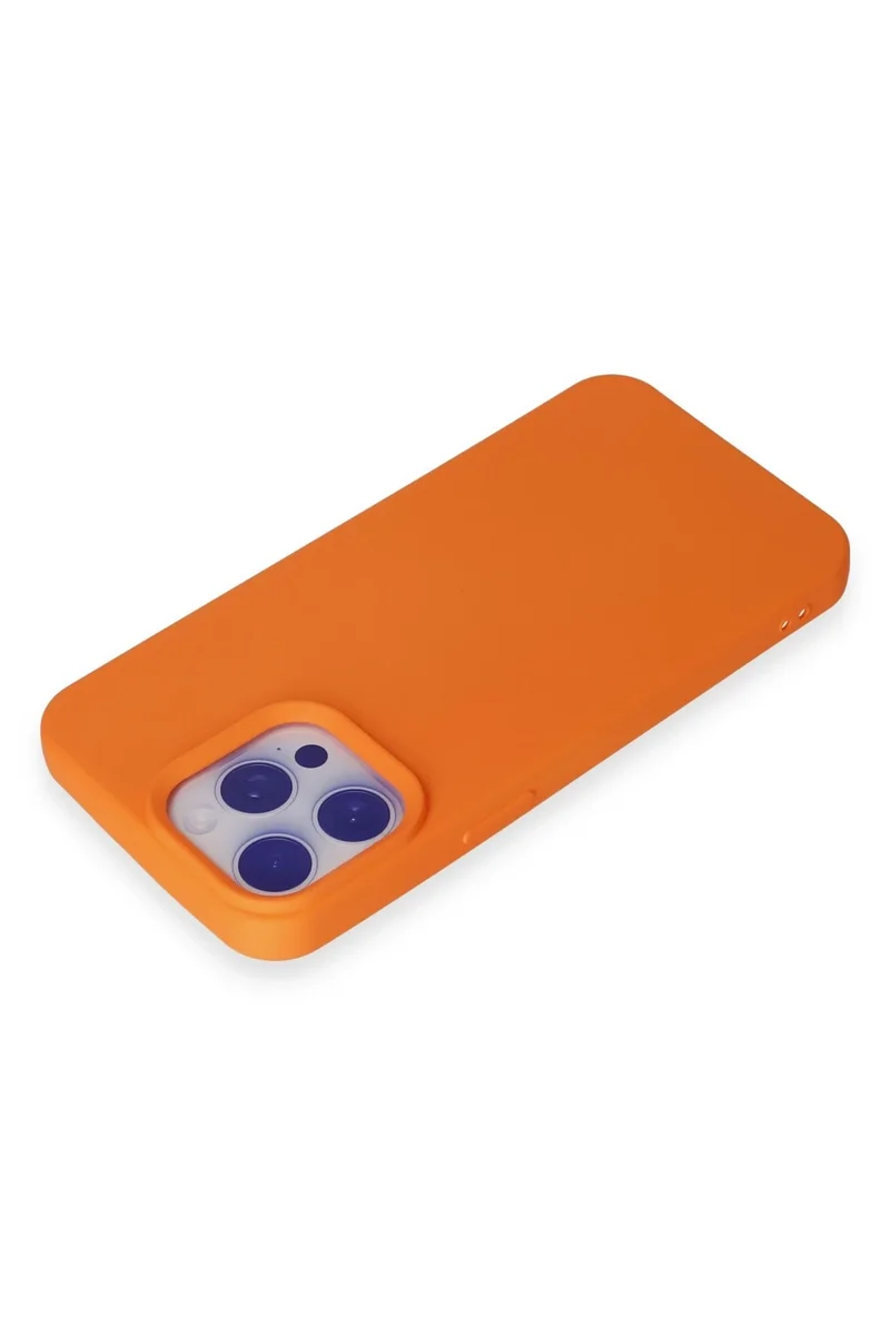 Newface iPhone 15 Pro Max Kılıf Nano içi Kadife Silikon - Turuncu
