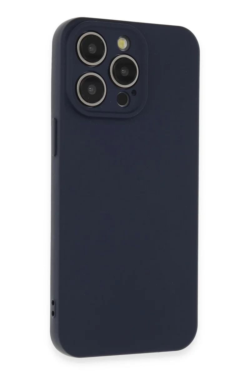 Newface iPhone 15 Pro Max Kılıf Nano içi Kadife Silikon - Lacivert