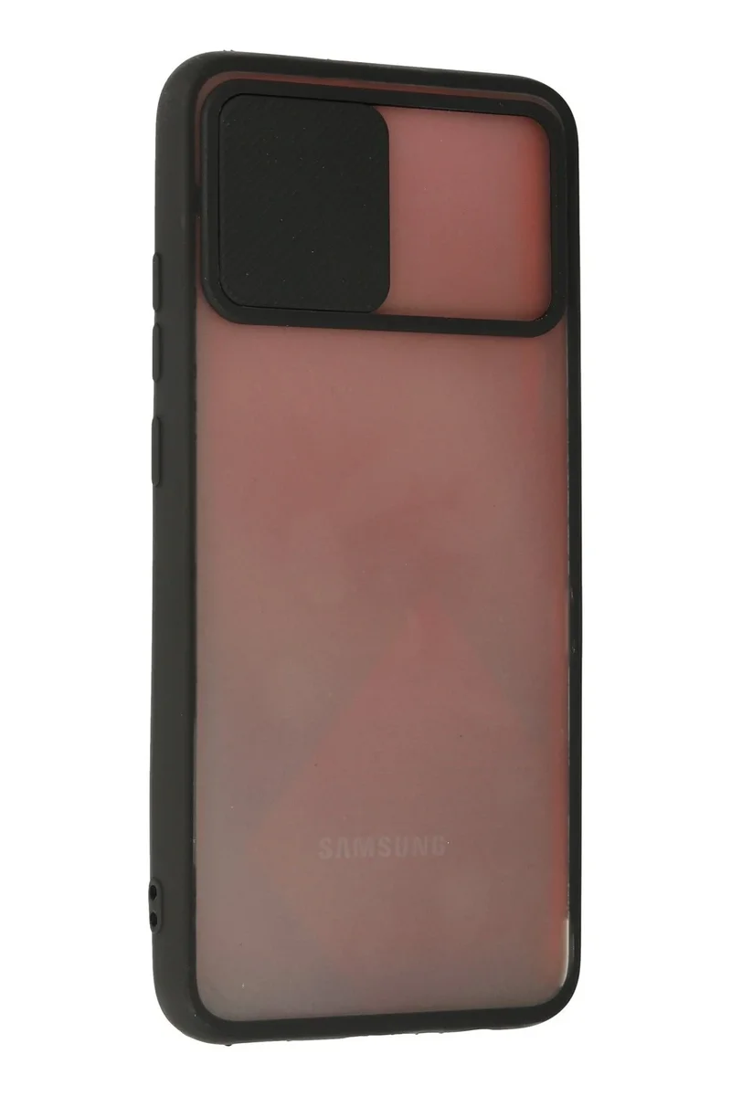 Newface Samsung Galaxy A02S Kılıf Palm Buzlu Kamera Sürgülü Silikon - Siyah