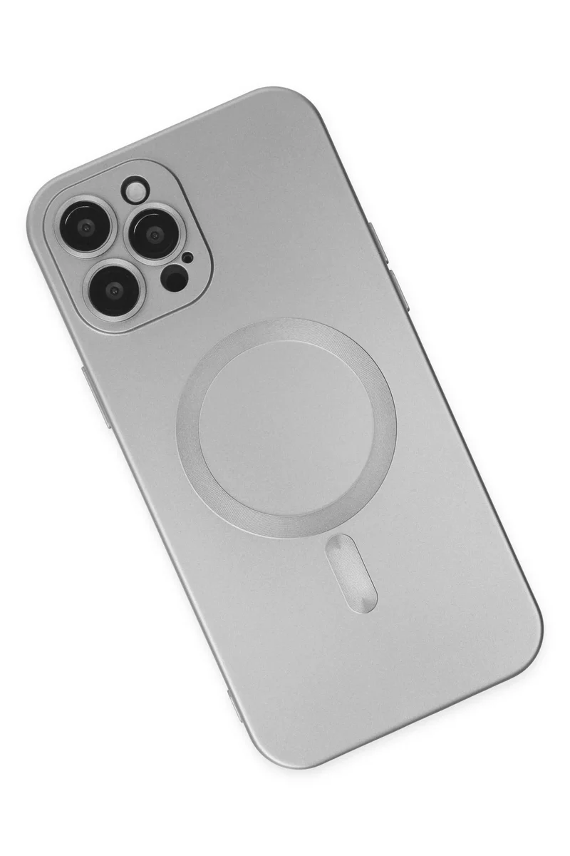Newface iPhone 12 Pro Max Kılıf Moshi Lens Magneticsafe Silikon - Gümüş