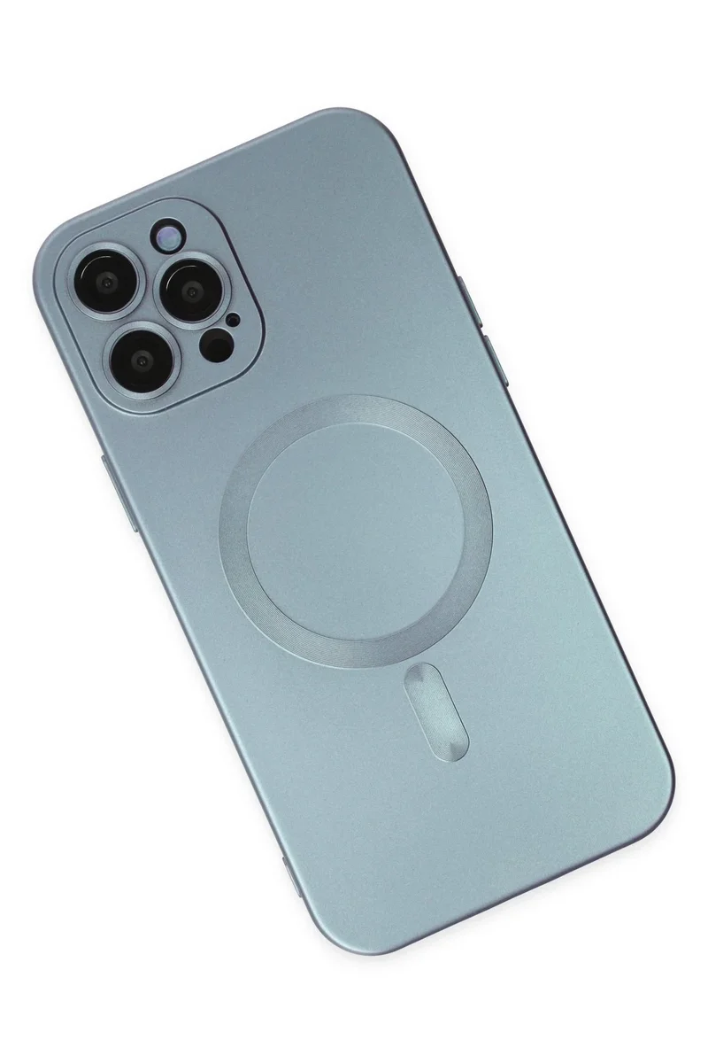 Newface iPhone 12 Pro Max Kılıf Moshi Lens Magneticsafe Silikon - Sierra Blue