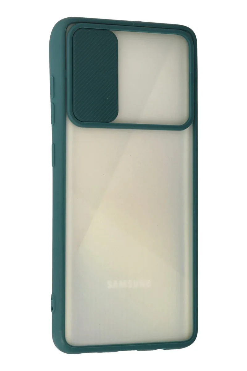 Newface Samsung Galaxy A71 Kılıf Palm Buzlu Kamera Sürgülü Silikon - Yeşil