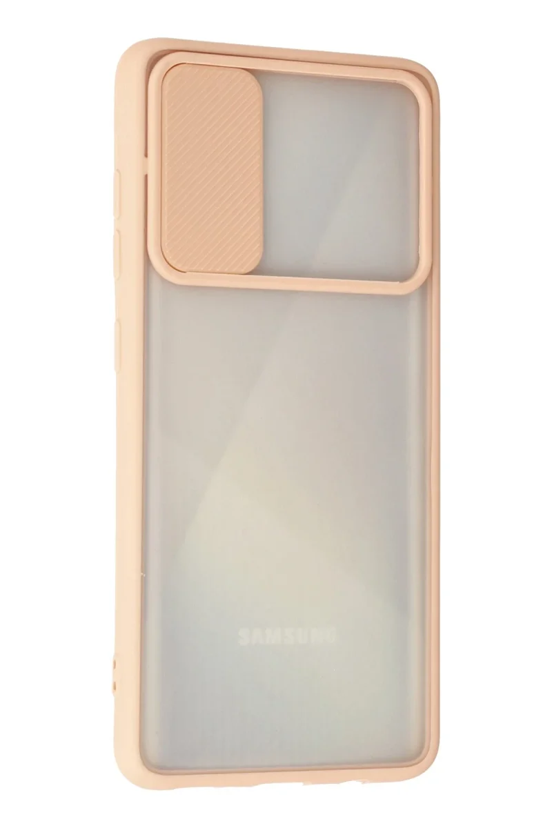 Newface Samsung Galaxy A71 Kılıf Palm Buzlu Kamera Sürgülü Silikon - Pembe