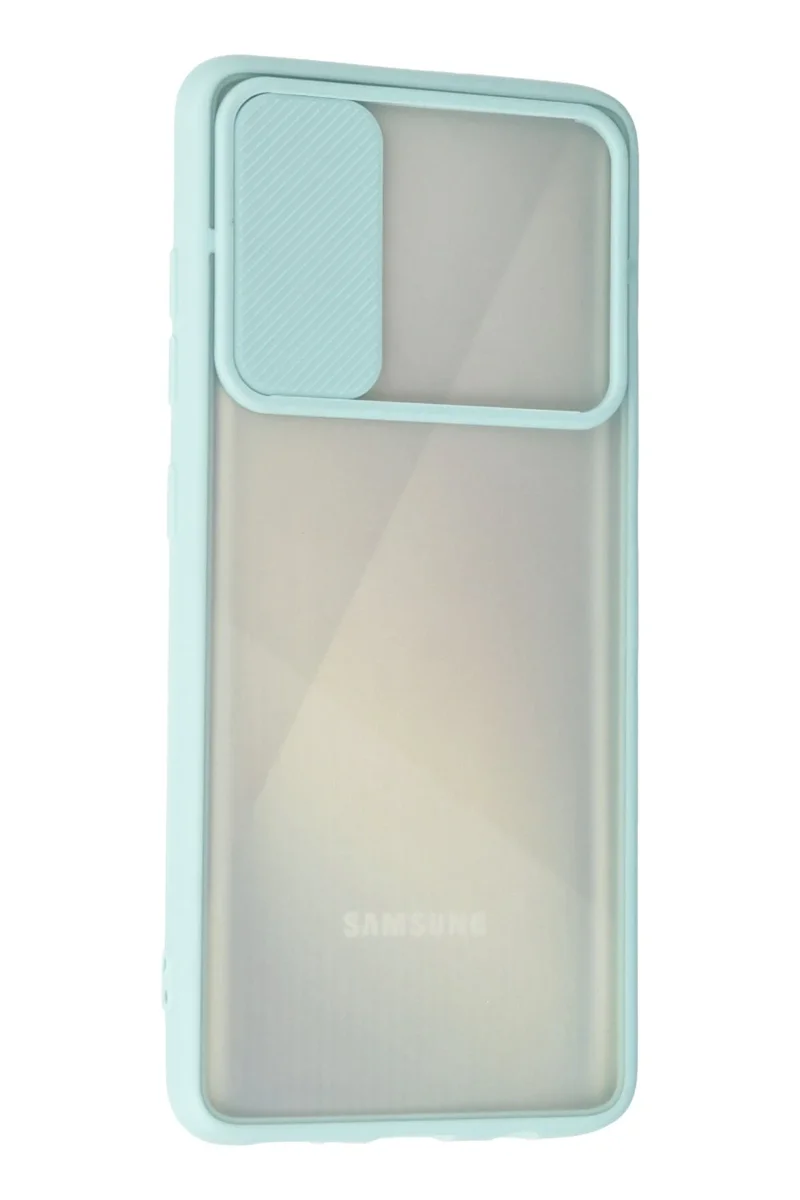 Newface Samsung Galaxy A71 Kılıf Palm Buzlu Kamera Sürgülü Silikon - Turkuaz