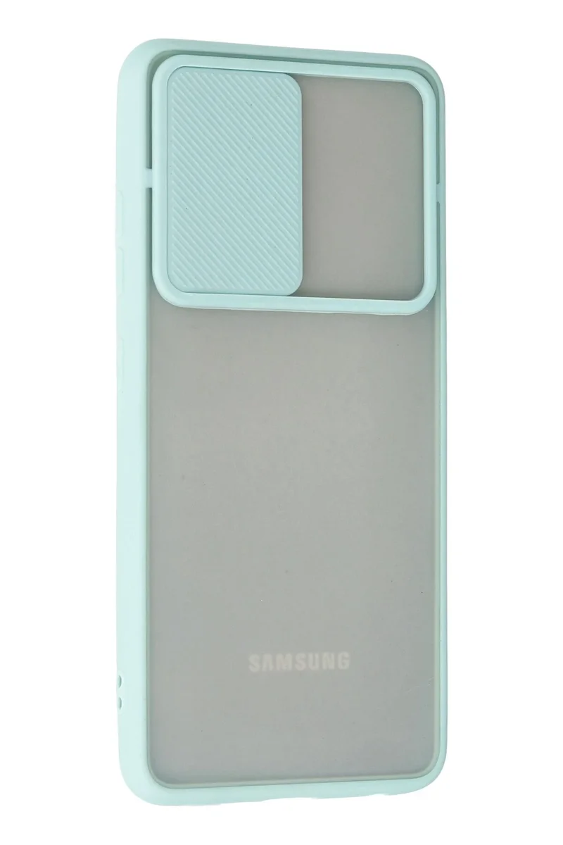 Newface Samsung Galaxy A72 Kılıf Palm Buzlu Kamera Sürgülü Silikon - Turkuaz