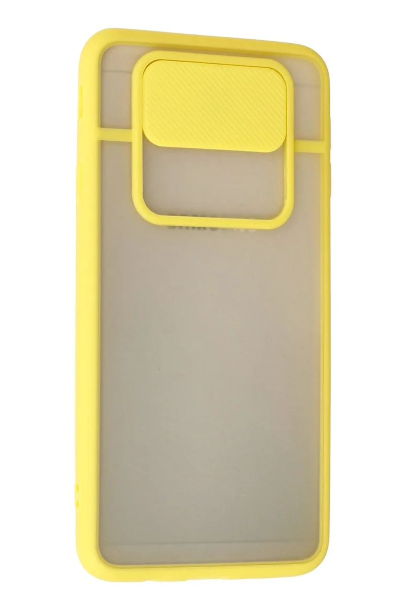 Newface Samsung Galaxy J7 Prime Kılıf Palm Buzlu Kamera Sürgülü Silikon - Sarı