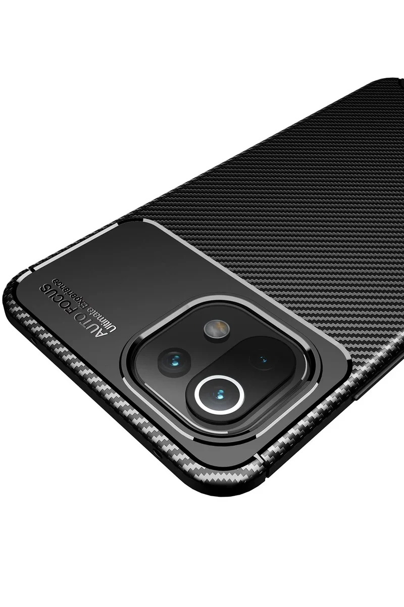 Newface Xiaomi Mİ 11 Lite Kılıf Auto Focus Karbon Kapak - Siyah