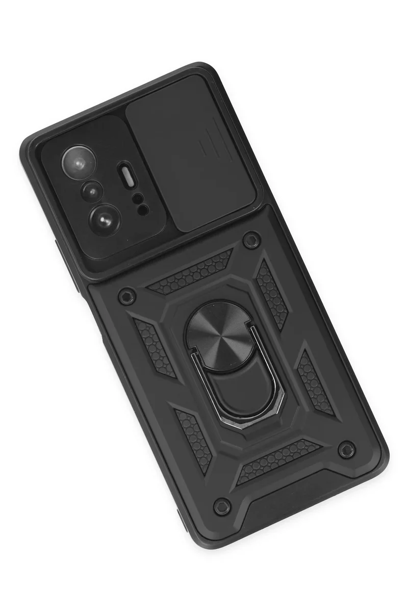 Newface Xiaomi Mi 11T Pro Kılıf Pars Lens Yüzüklü Silikon - Siyah