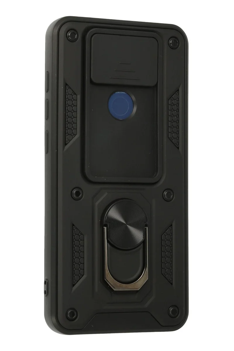 Newface Xiaomi Redmi Note 9 Kılıf Pars Lens Yüzüklü Silikon - Siyah