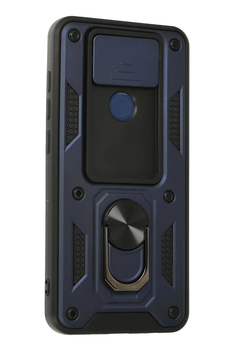 Newface Xiaomi Redmi Note 9 Kılıf Pars Lens Yüzüklü Silikon - Lacivert