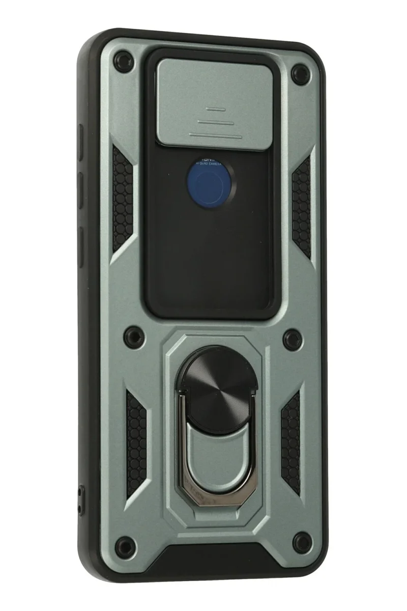 Newface Xiaomi Redmi Note 9 Kılıf Pars Lens Yüzüklü Silikon - Yeşil