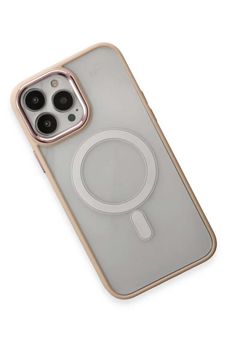Newface iPhone 15 Pro Max Kılıf Room Magneticsafe Silikon - Pudra