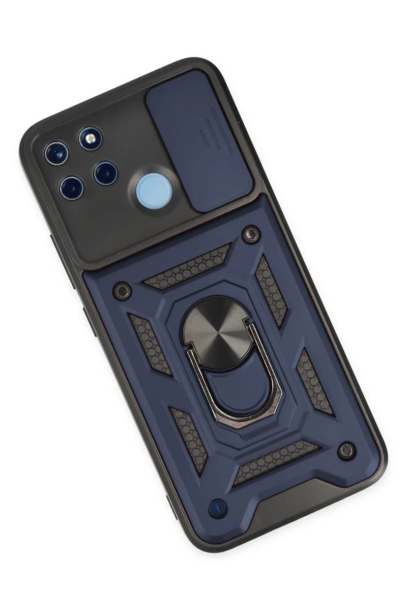 Newface Realme C25Y Kılıf Pars Lens Yüzüklü Silikon - Lacivert