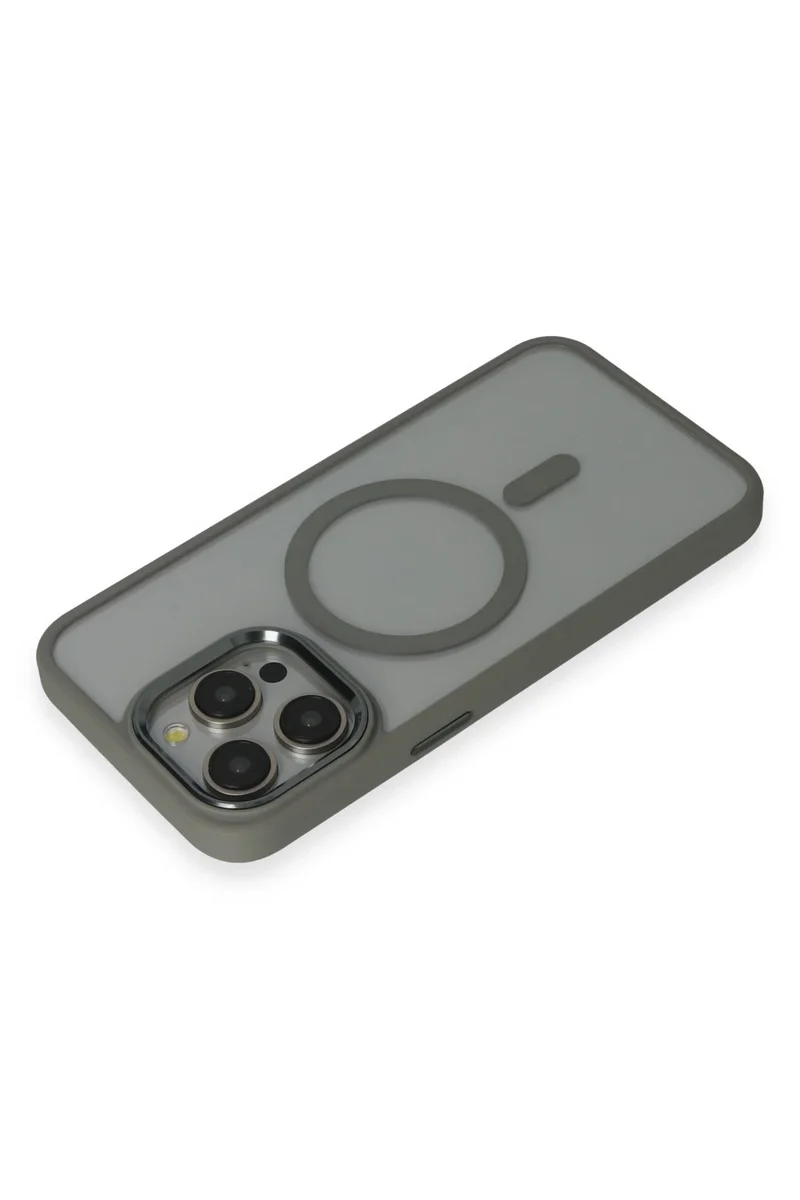 Newface iPhone 15 Pro Max Kılıf Room Magneticsafe Silikon - Gri