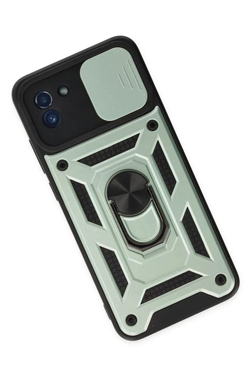 Newface Samsung Galaxy A03 Kılıf Pars Lens Yüzüklü Silikon - Yeşil