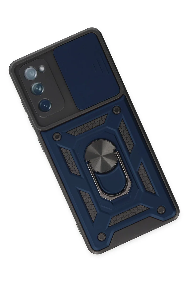 Newface Samsung Galaxy S20 FE Kılıf Pars Lens Yüzüklü Silikon - Lacivert