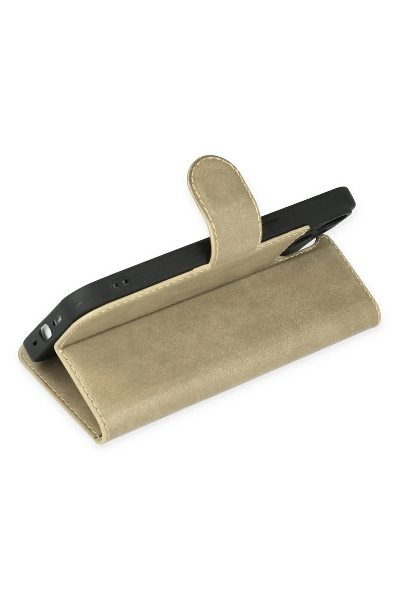 Newface iPhone 14 Plus Kılıf Trend S Plus Kapaklı Kılıf - Gold