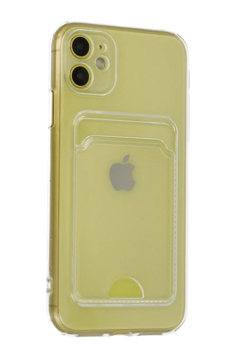 Newface iPhone 11 Kılıf Kart Şeffaf Silikon - Şeffaf