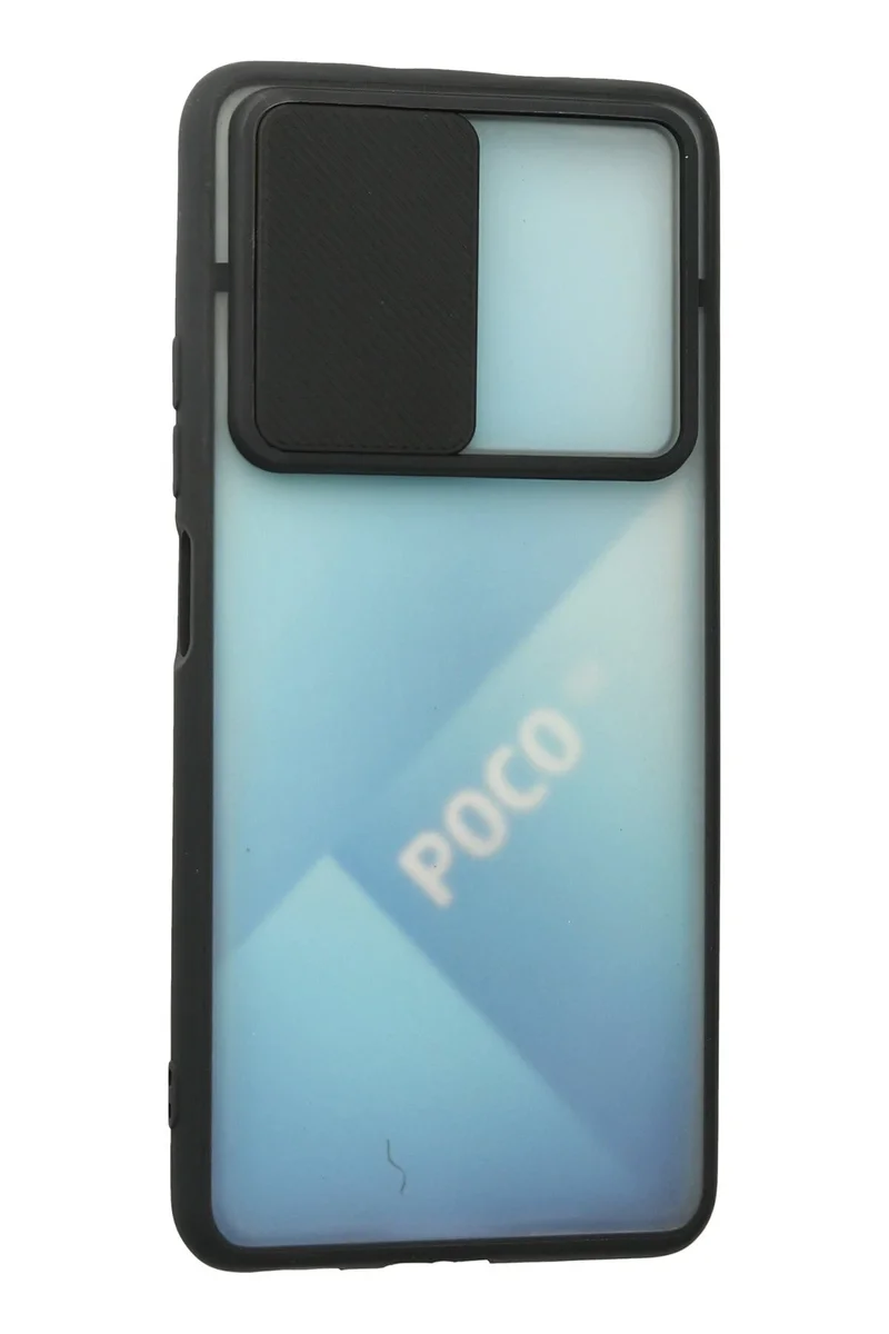 Newface Xiaomi Poco F3 Kılıf Palm Buzlu Kamera Sürgülü Silikon - Siyah