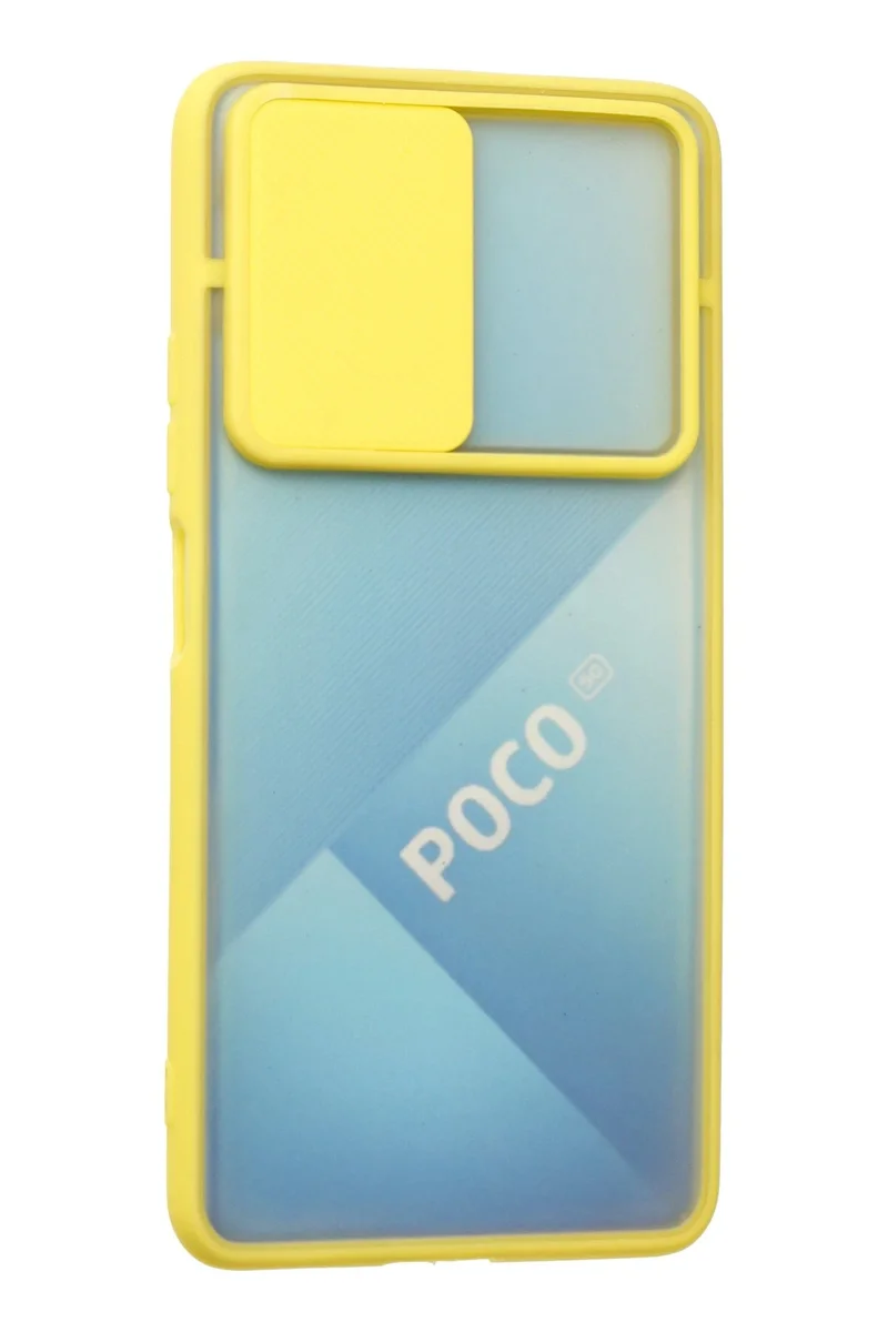 Newface Xiaomi Poco F3 Kılıf Palm Buzlu Kamera Sürgülü Silikon - Sarı