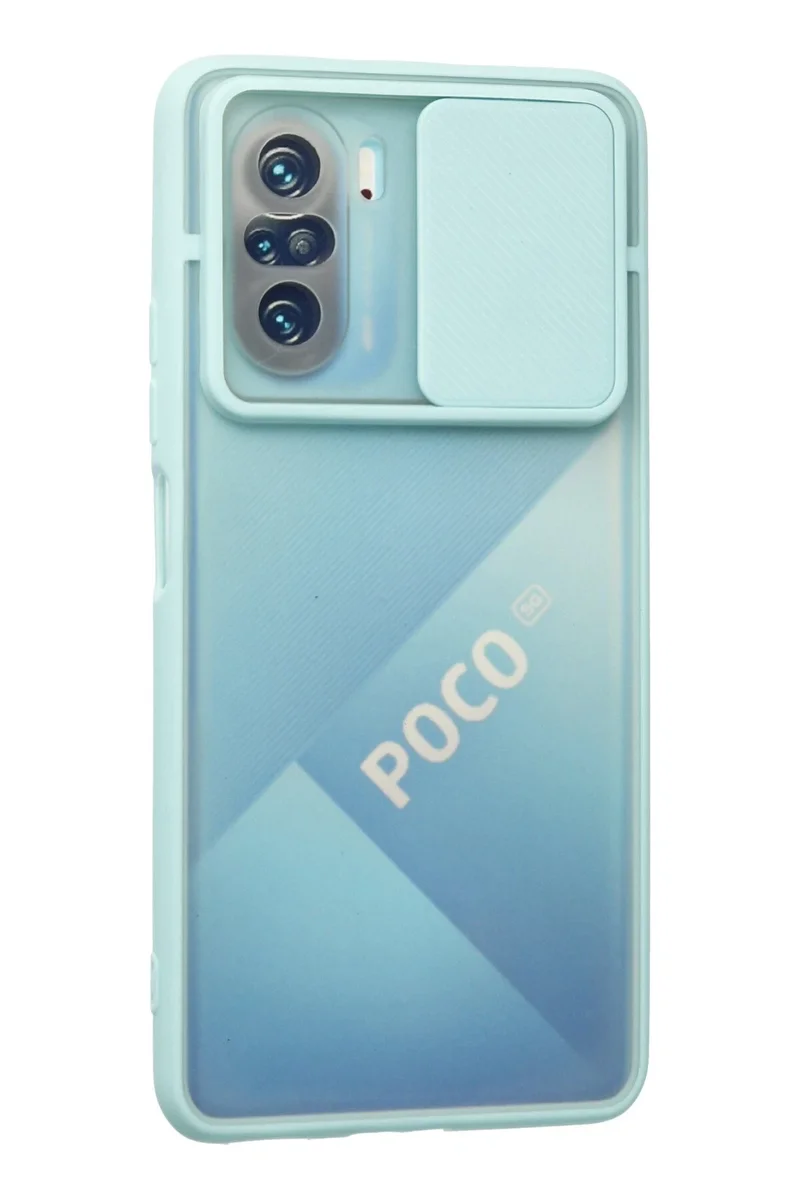 Newface Xiaomi Poco F3 Kılıf Palm Buzlu Kamera Sürgülü Silikon - Turkuaz