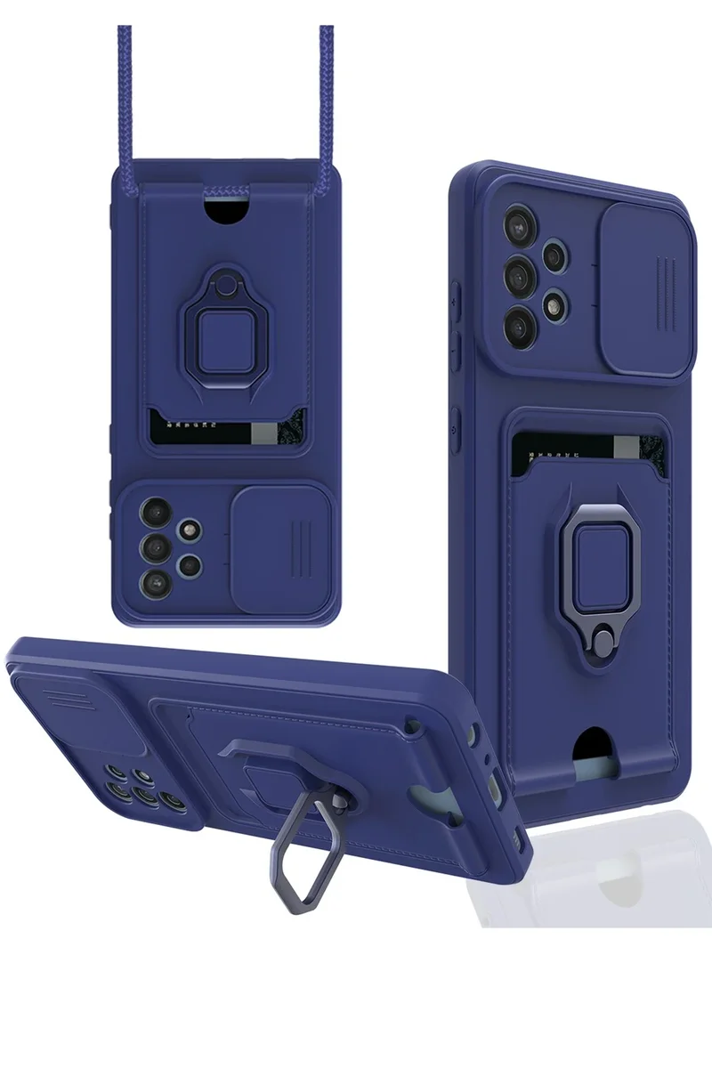 Newface Samsung Galaxy A72 Kılıf Zuma Kartvizitli Yüzüklü Silikon - Lacivert