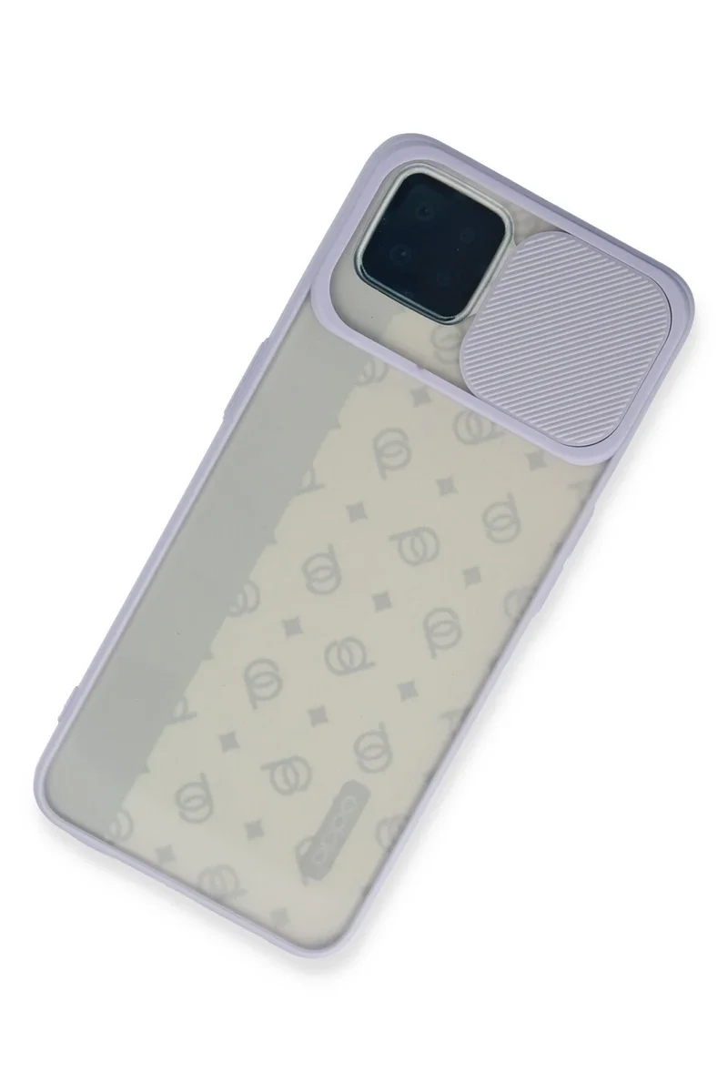 Newface Oppo Reno 4 Lite Kılıf Palm Buzlu Kamera Sürgülü Silikon - Lila