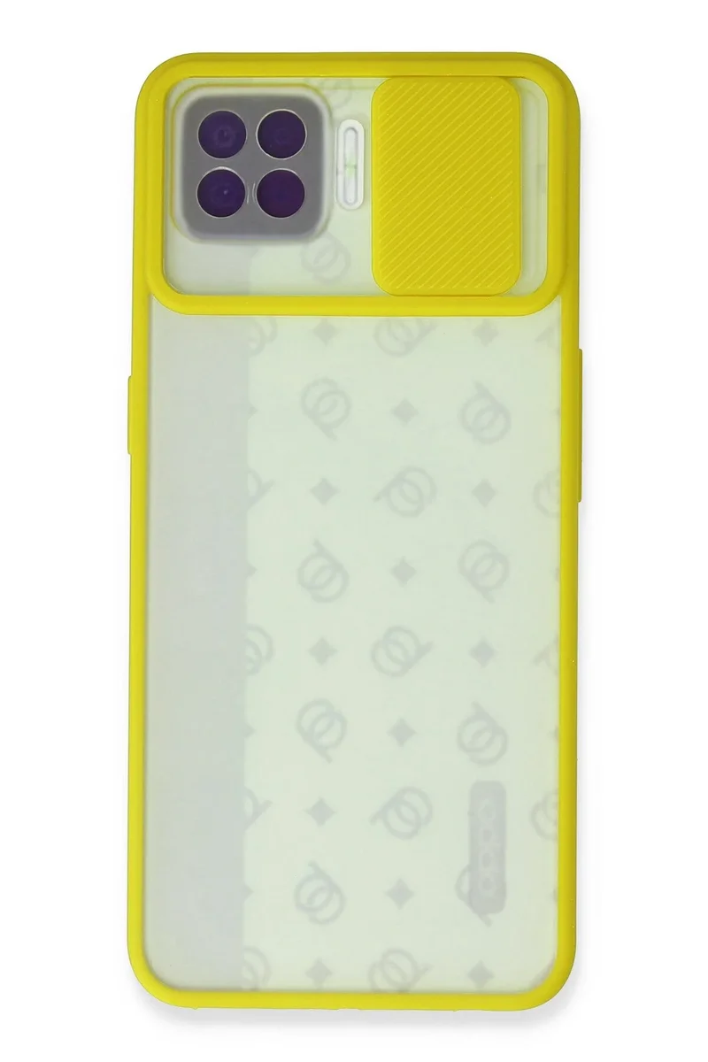 Newface Oppo Reno 4 Lite Kılıf Palm Buzlu Kamera Sürgülü Silikon - Sarı