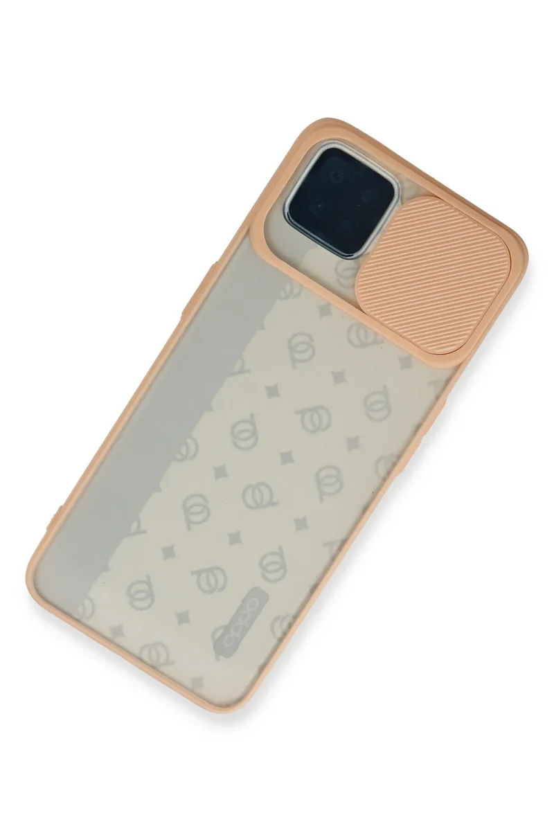 Newface Oppo Reno 4 Lite Kılıf Palm Buzlu Kamera Sürgülü Silikon - Pembe