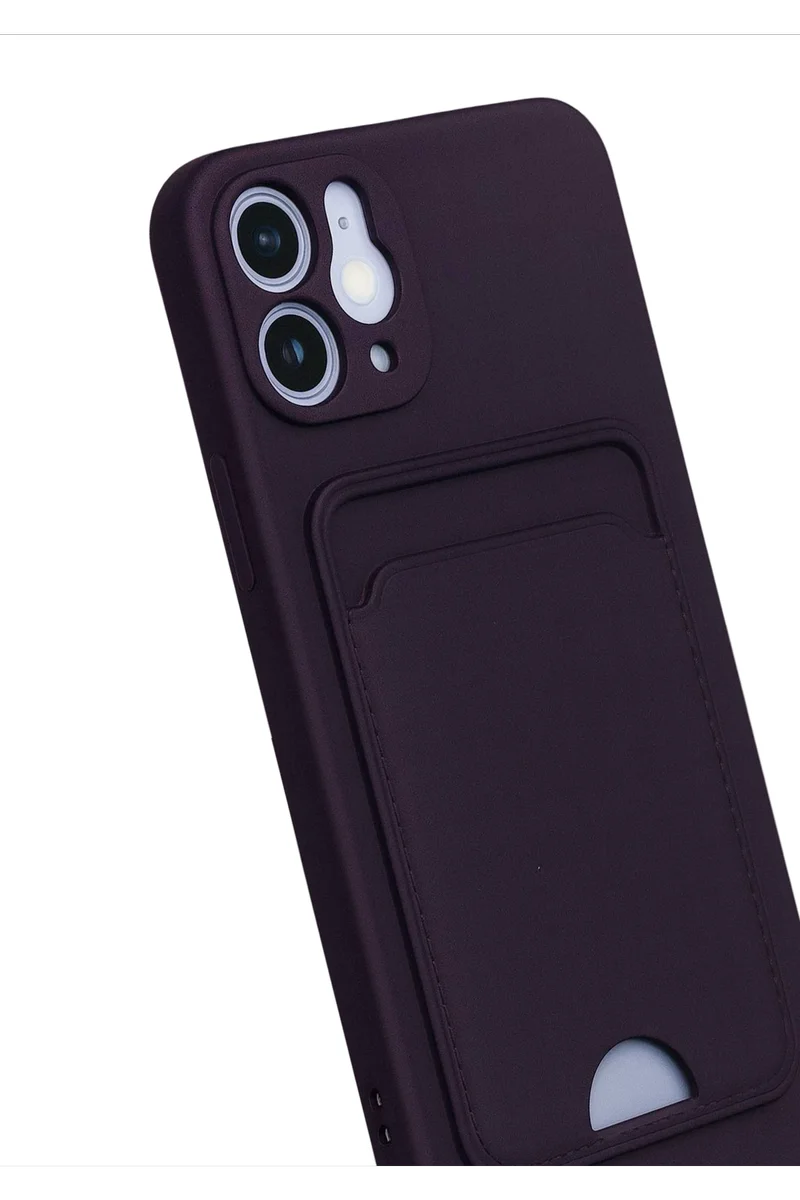 Newface iPhone 12 Kılıf Kelvin Kartvizitli Silikon - Derin Mor