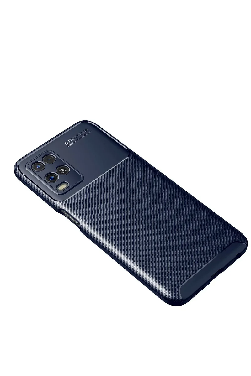 Newface Oppo A54 4G Kılıf Auto Focus Karbon Kapak - Lacivert