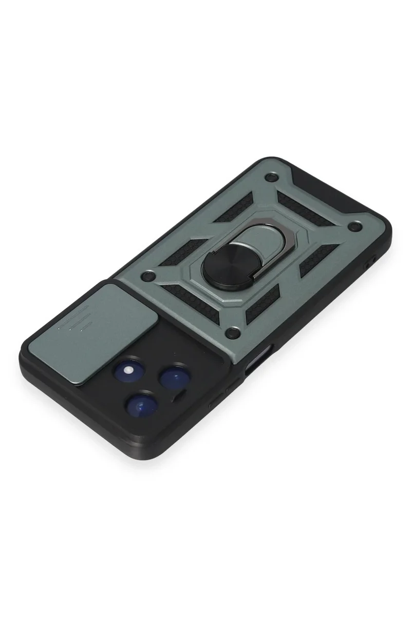 Newface Realme C53 Kılıf Pars Lens Yüzüklü Silikon - Yeşil