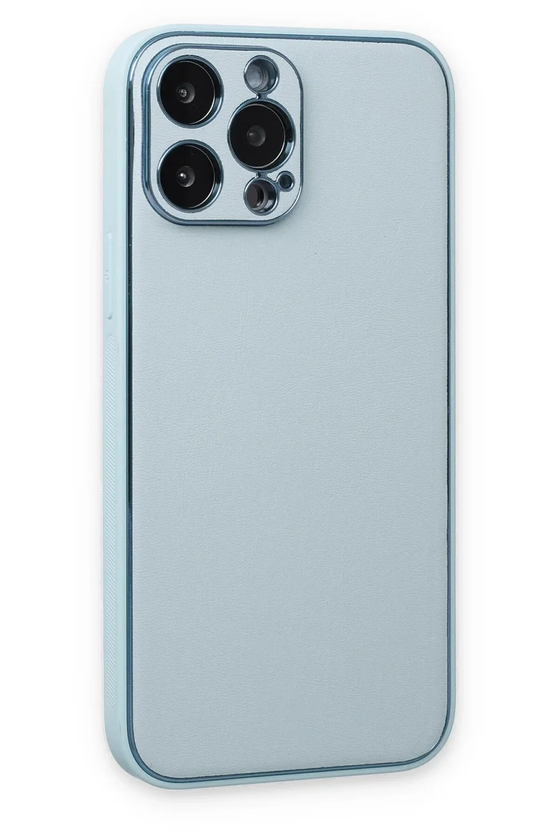 Newface iPhone 14 Pro Kılıf Coco Deri Silikon Kapak - Sky Blue