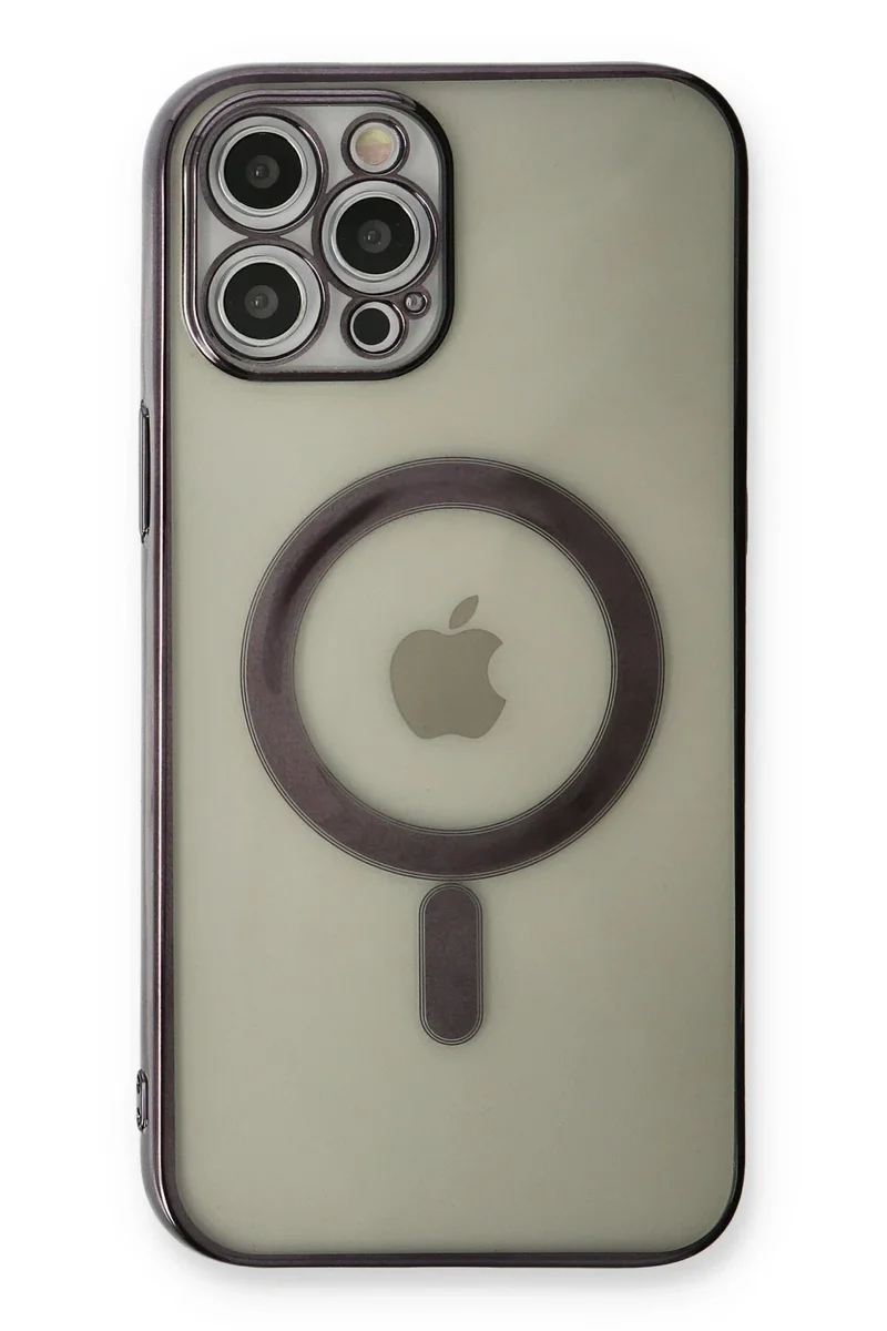 Newface iPhone 12 Pro Kılıf Magneticsafe Lazer Silikon - Siyah