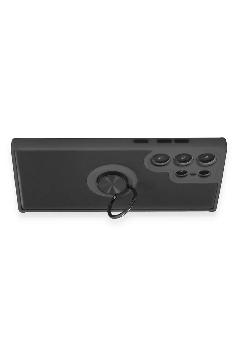 Newface Samsung Galaxy S23 Ultra Kılıf Montreal Yüzüklü Silikon Kapak - Siyah