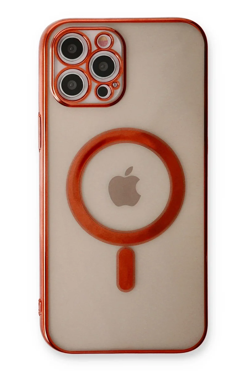 Newface iPhone 12 Pro Kılıf Magneticsafe Lazer Silikon - Kırmızı