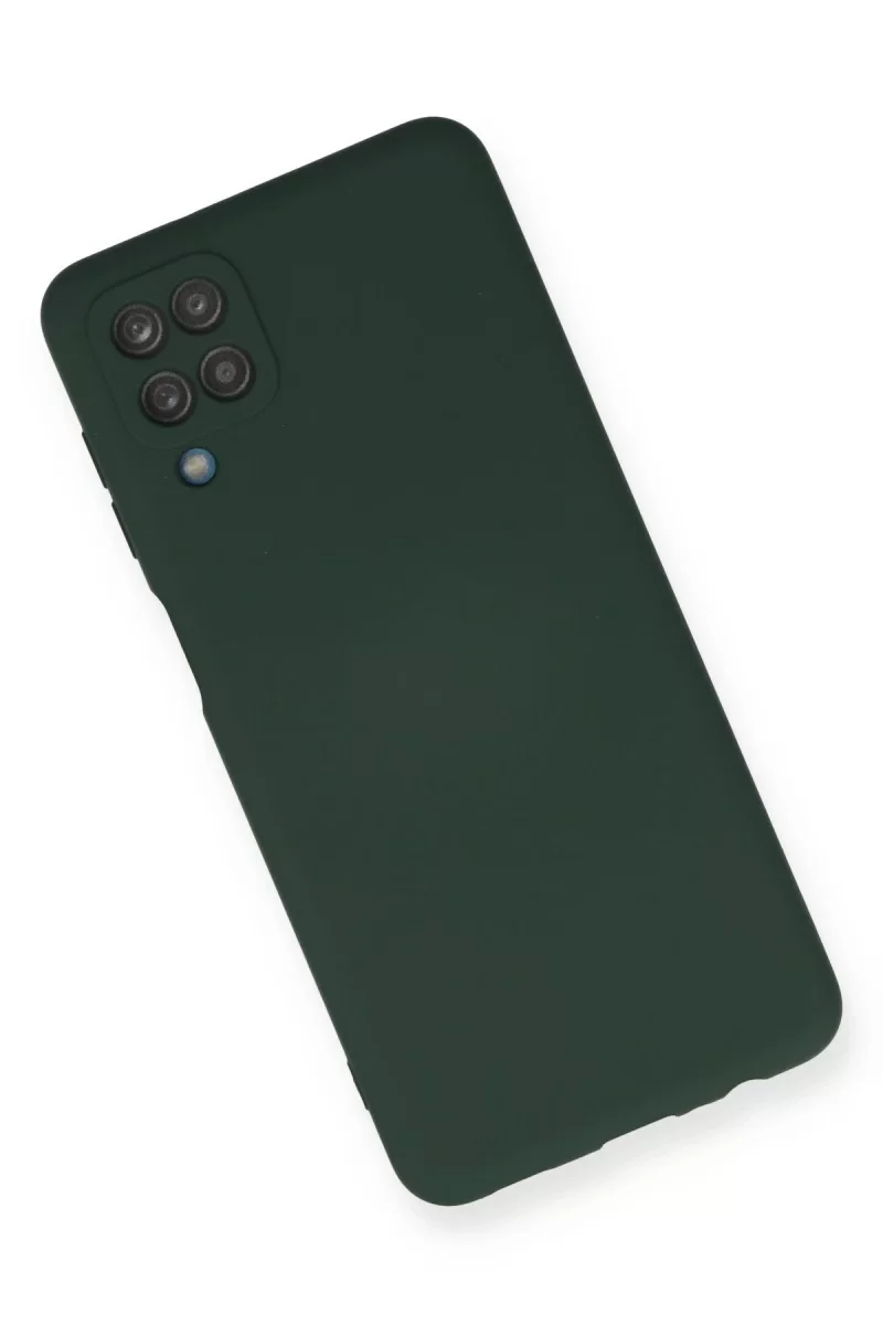Newface Samsung Galaxy A12 Kılıf Nano içi Kadife Silikon - Koyu Yeşil