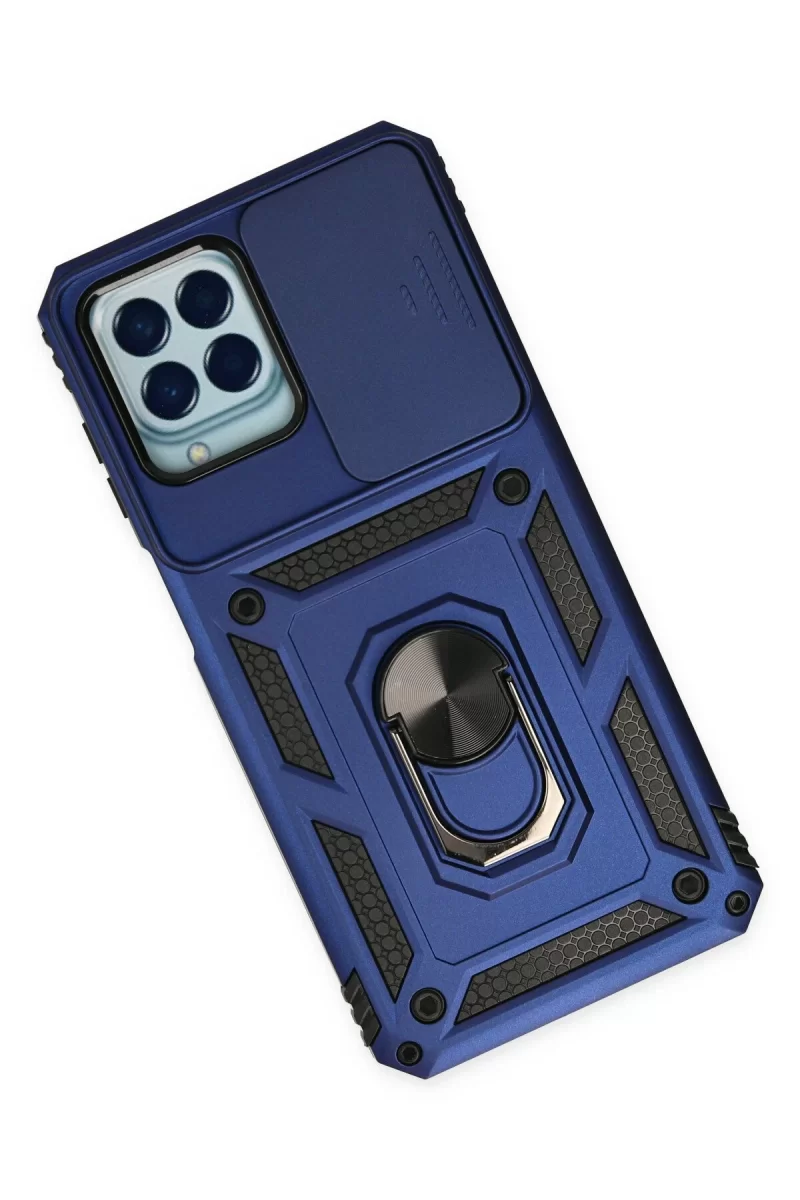 Newface Samsung Galaxy M33 Kılıf Pars Lens Yüzüklü Silikon - Lacivert