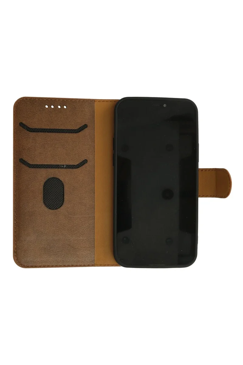 Newface iPhone 12 Kılıf Trend S Plus Kapaklı Kılıf - Taba