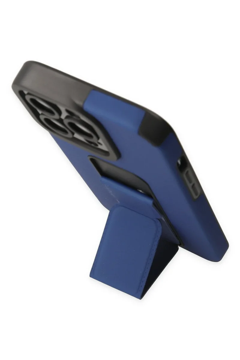 Newface iPhone 13 Pro Kılıf Mega Standlı Silikon - Mavi