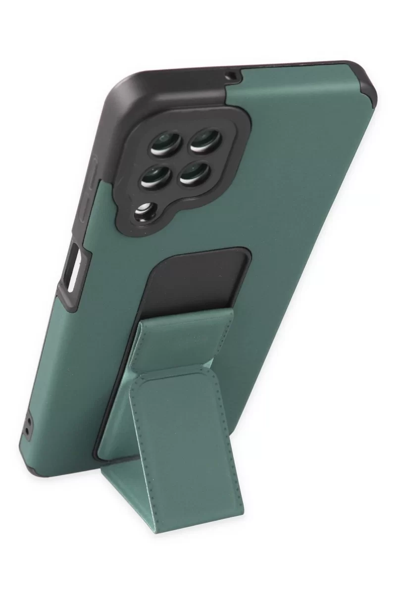 Newface Samsung Galaxy A22 Kılıf Mega Standlı Silikon - Yeşil