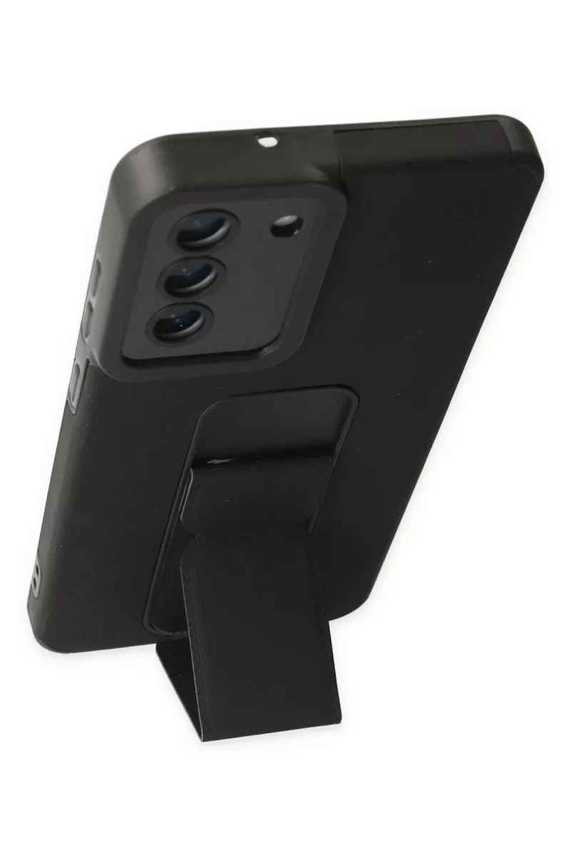 Newface Samsung Galaxy S21 FE Kılıf Mega Standlı Silikon - Siyah