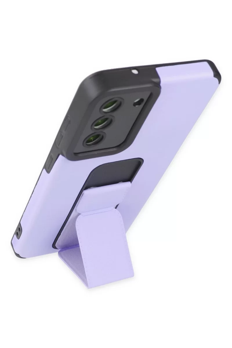 Newface Samsung Galaxy S21 FE Kılıf Mega Standlı Silikon - Lila